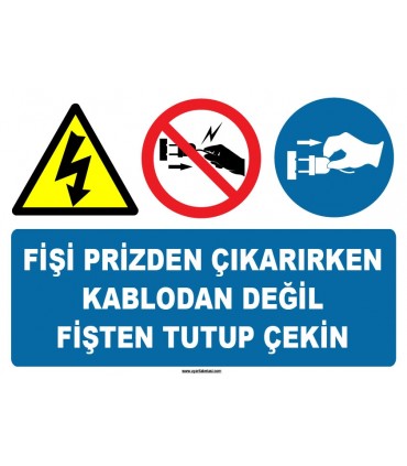 ZY1129 - Fişi prizden çıkarırken, kablodan değil, fişten tutup çekin