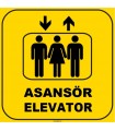 ZY1164 - Türkçe İngilizce Asansör/Elevator, sarı - siyah, kare