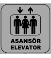 ZY1163 - Türkçe İngilizce Asansör/Elevator, gri - siyah, kare