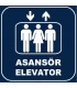 ZY1165 - Türkçe İngilizce Asansör/Elevator, lacivert - beyaz, kare