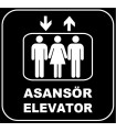 ZY1166 - Türkçe İngilizce Asansör/Elevator, siyah - beyaz, kare