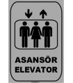 ZY1170 - Türkçe İngilizce Asansör/Elevator, gri - siyah, dikdörtgen