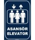 ZY1169 - Türkçe İngilizce Asansör/Elevator, lacivert - beyaz, dikdörtgen