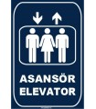 ZY1169 - Türkçe İngilizce Asansör/Elevator, lacivert - beyaz, dikdörtgen