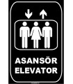 ZY1168 - Türkçe İngilizce Asansör/Elevator, siyah - beyaz, dikdörtgen