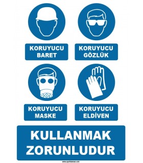ZY1196 - Koruyucu baret, gözlük, maske, eldiven kullanmak zorunludur