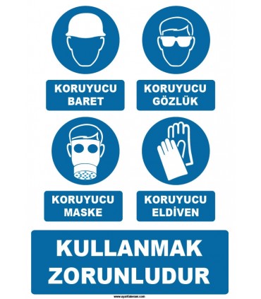 ZY1196 - Koruyucu baret, gözlük, maske, eldiven kullanmak zorunludur