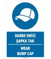 ZY1362 - Türkçe İngilizce, Darbe Emici Şapka Tak, Wear Bump Cap
