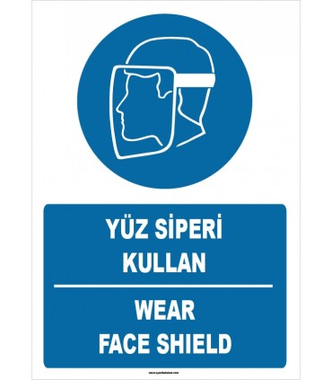 ZY1367 - Türkçe İngilizce, Yüz Siperi Kullan, Wear Face Shield
