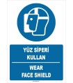 ZY1368 - Türkçe İngilizce, Yüz Siperi Kullan, Wear Face Shield