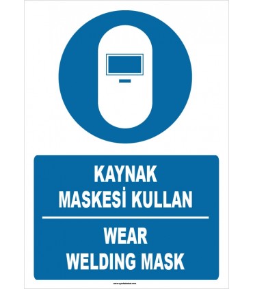 ZY1371 - Türkçe İngilizce, Kaynak Maskesi Kullan, Wear Welding Mask