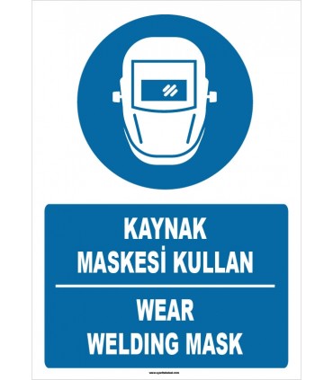 ZY1399 - Türkçe İngilizce, Kaynak Maskesi Kullan, Wear Welding Mask