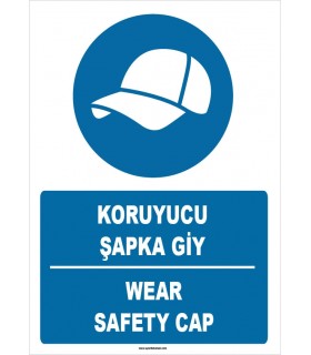 ZY1396 - Türkçe İngilizce, Koruyucu Şapka Giy, Wear Safety Cap