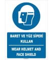 ZY1413 - Türkçe İngilizce, Baret ve yüz siperi kullan, Wear helmet and face shield