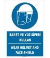 ZY1412 - Türkçe İngilizce, Baret ve yüz siperi kullan, Wear helmet and face shield