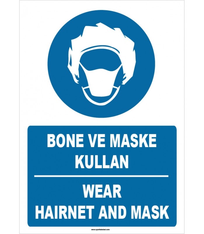 ZY1481 - Türkçe İngilizce Bone ve Maske Kullan, Wear Hairnet and Mask