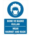 ZY1481 - Türkçe İngilizce Bone ve Maske Kullan, Wear Hairnet and Mask