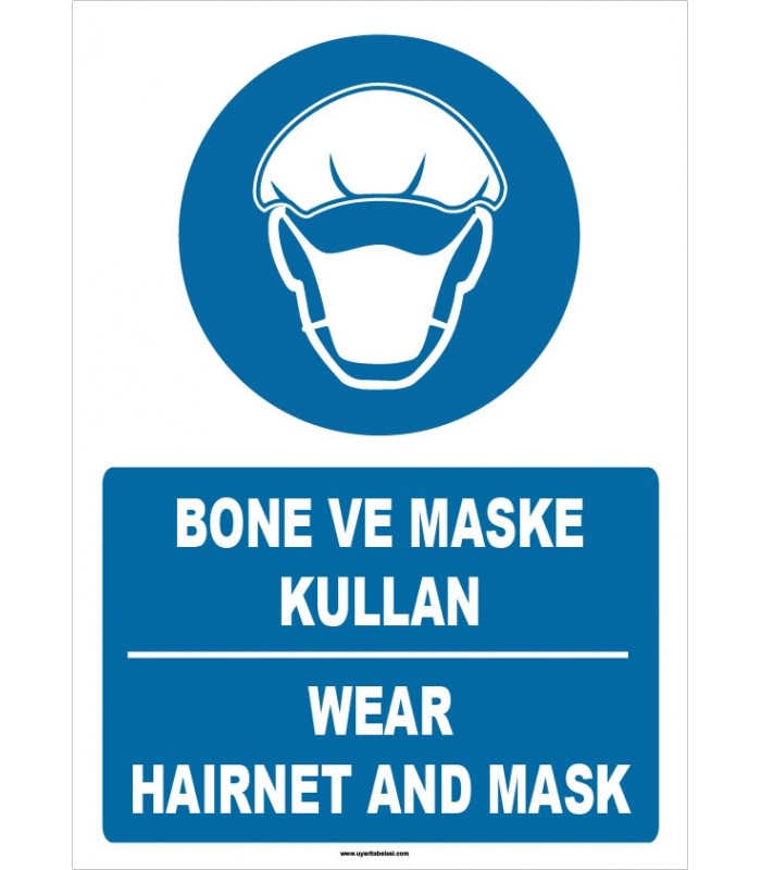 ZY1478 - Türkçe İngilizce Bone ve Maske Kullan, Wear Hairnet and Mask