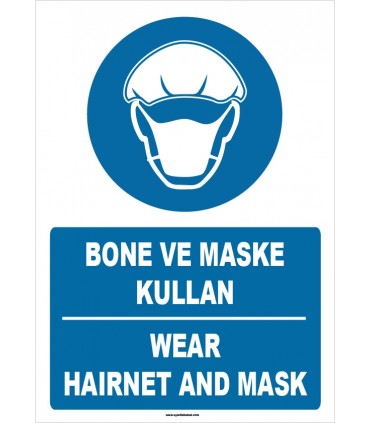 ZY1478 - Türkçe İngilizce Bone ve Maske Kullan, Wear Hairnet and Mask