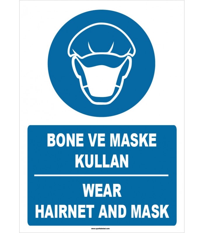 ZY1487 - Türkçe İngilizce Bone ve Maske Kullan, Wear Hairnet and Mask