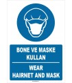 ZY1487 - Türkçe İngilizce Bone ve Maske Kullan, Wear Hairnet and Mask