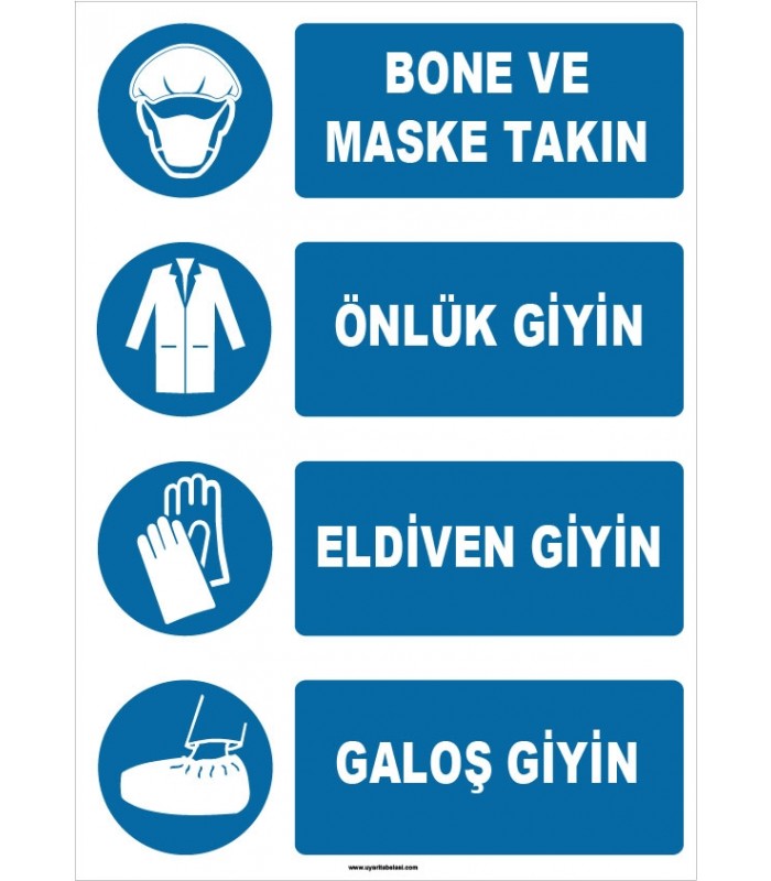 ZY1495 - Bone ve Maske Takın, Önlük Giyin, Eldiven Giyin, Galoş Giyin