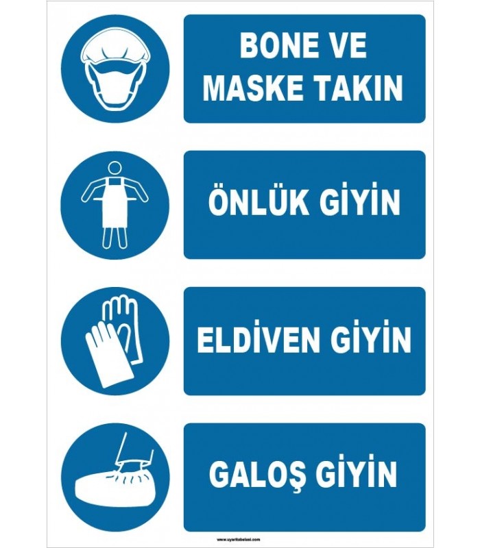 ZY1497 - Bone ve Maske Takın, Önlük Giyin, Eldiven Giyin, Galoş Giyin
