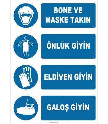 ZY1497 - Bone ve Maske Takın, Önlük Giyin, Eldiven Giyin, Galoş Giyin