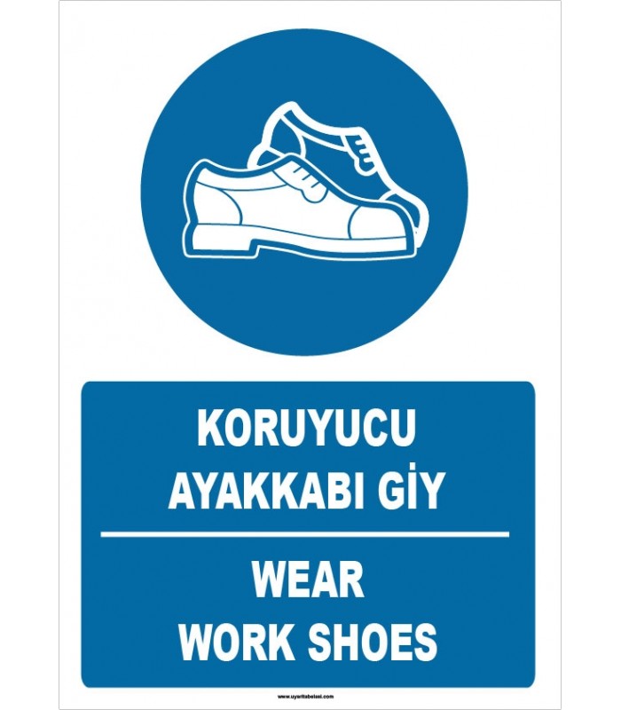 ZY1515 - Türkçe İngilizce, Koruyucu Ayakkabı Giy, Wear Safety Shoes