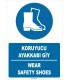 ZY1373 - ISO 7010 Türkçe İngilizce, Koruyucu Ayakkabı Giy, Wear Safety Shoes