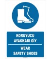 ZY1373 - ISO 7010 Türkçe İngilizce, Koruyucu Ayakkabı Giy, Wear Safety Shoes