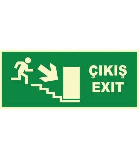 YT7664 - Fosforlu Acil Çıkış/Exit, merdivenden aşağı
