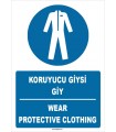 ZY1385 - ISO 7010 Türkçe İngilizce, Koruyucu Giysi Giy, Wear Protective Clothing