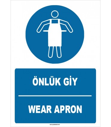 ZY1714 - ISO 7010 Türkçe İngilizce Önlük Giy, Wear Apron