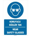 ZY1366 - ISO 7010 Türkçe İngilizce, Koruyucu Gözlük Tak, Wear Safety Glasses