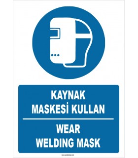 ZY1372 - Türkçe İngilizce, Kaynak Maskesi Kullan, Wear Welding Mask