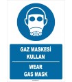 ZY1380 - ISO 7010 Türkçe İngilizce, Gaz Maskesi Kullan, Wear Gas Mask