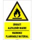 ZY1842 - ISO 7010 Türkçe İngilizce Dikkat Alevlenir Madde, Warning Flammable Material