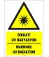 ZY1861 - ISO 7010 Türkçe İngilizce Dikkat UV Radyasyon, Warning UV Radiation