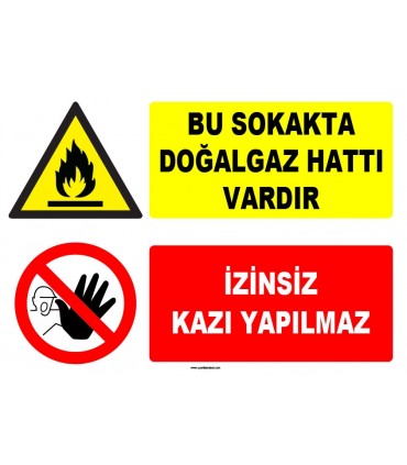 ZY-1887 - Dikkat Bu Sokakta Doğalgaz Hattı Vardır, İzinsiz Kazı Yapılmaz