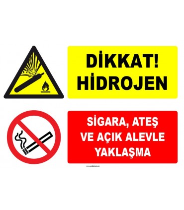 ZY1907 - ISO 7010 Dikkat Hidrojen, Sigara, Ateş ve Açık Alevle Yaklaşma