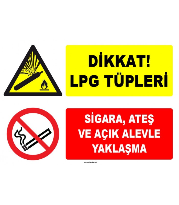 ZY1902 - ISO 7010 Dikkat LPG Tüpleri, Sigara ve Açık Alevle Yaklaşmayın