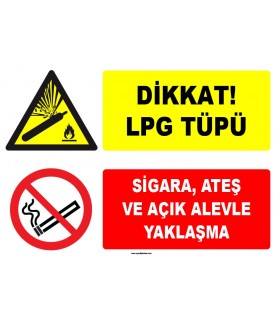 ZY1901 - ISO 7010 Dikkat LPG Tüpü, Sigara ve Açık Alevle Yaklaşmayın
