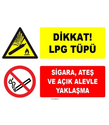ZY1901 - ISO 7010 Dikkat LPG Tüpü, Sigara ve Açık Alevle Yaklaşmayın