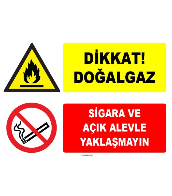 ZY1899 - ISO 7010 Dikkat Doğalgaz, Sigara ve Açık Alevle Yaklaşmayın