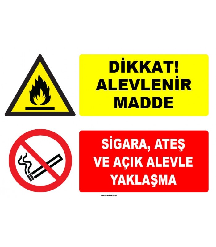 ZY1910 - ISO 7010 Dikkat Alevlenir Madde, Sigara, Ateş ve Açık Alevle Yaklaşma