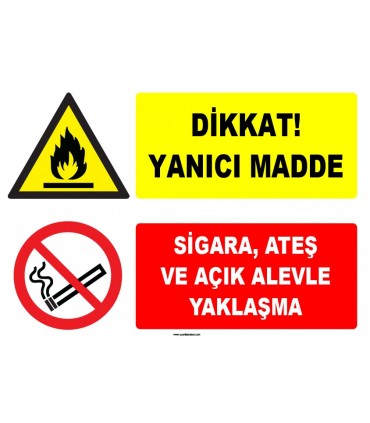 ZY1913 - ISO 7010 Dikkat Yanıcı Madde, Sigara, Ateş ve Açık Alevle Yaklaşma