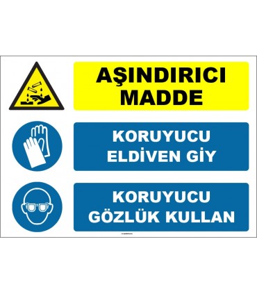 ZY1921 - Aşındırıcı Madde, Koruyucu Eldiven Giy, Koruyucu Gözlük Kullan