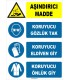 ZY1923 - ISO 7010 Aşındırıcı Madde, Koruyucu Gözlük Tak, Eldiven Giy, Önlük Giy