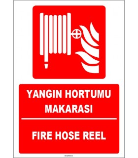 ZY1951 - ISO 7010 Türkçe İngilizce Yangın Hortumu Makarası, Fire Hose Reel